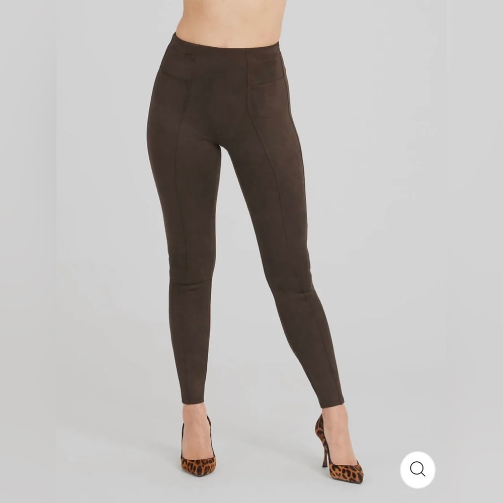 SPANX Faux Suede Leggings Chocolate Brown 1X NWOT